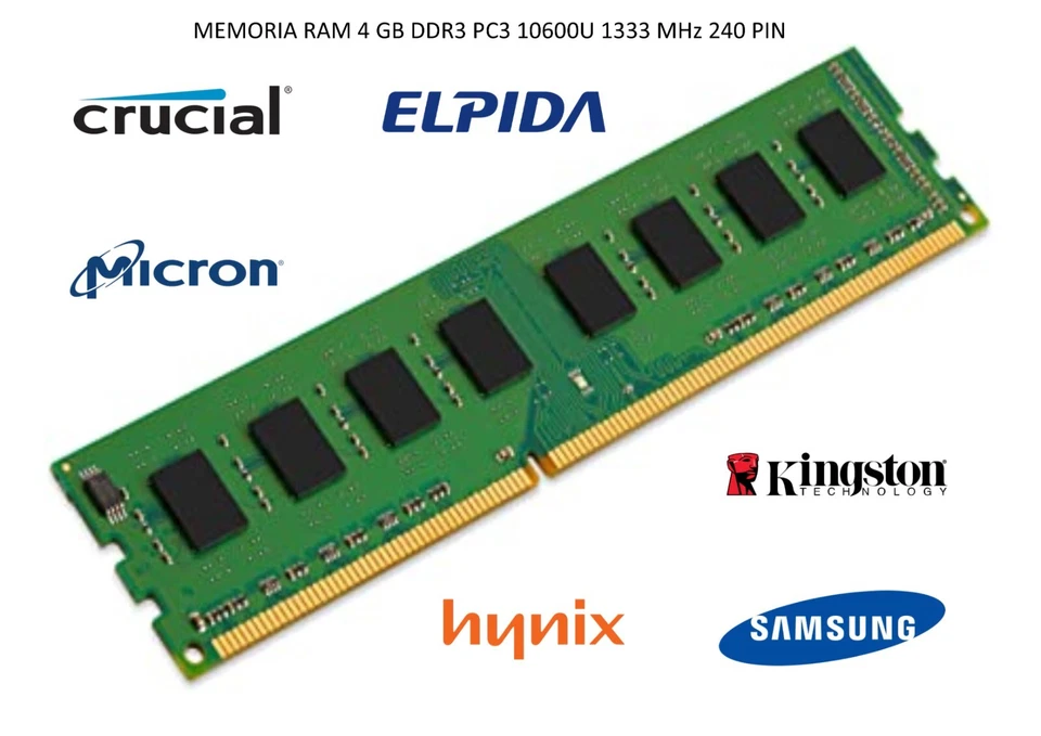 MEMORIA RAM 4 GB DDR3 PC3 10600U 1333 MHz 240 PIN DESKTOP OFFERTA - Immagine 1 di 1