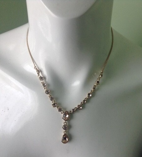 COLLANA LARIAT CRISTALLO GIVENCHY TONO ORO 16" + PROLUNGA 3" NUOVA CON ETICHETTE