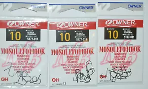 3 packs owner bass drop shot wacky minnow mosquito nose hook 5177-011 size 10 - Picture 1 of 2