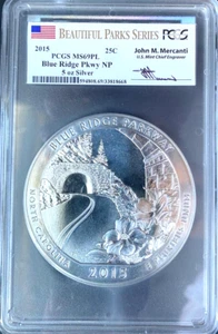 2015 ATB Blue Ridge Parkway PCGS MS69PL 5oz Silver Mercanti Signature - Picture 1 of 3