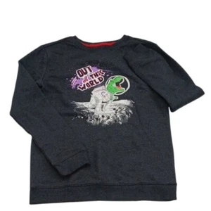 Cat & Jack Sweatshirt Gray Dinosaur Crew Neck Comfy Youth Boys Size XL - Picture 1 of 4