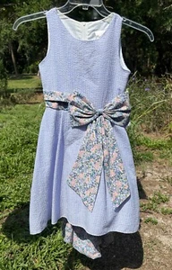 Purple and White Striped Floral Girls Rare Editions Dress Size 10 - Picture 1 of 10