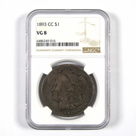 1893 CC Morgan Dollar VG 8 NGC 90% Silver $1 Coin SKU:I8670 Cover