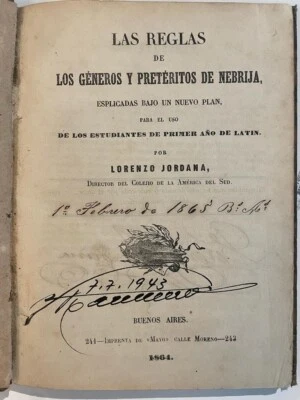Las reglas de los generos y preteritos de Nebrija Lorenzo Jordana Gramatica1864 - Image 1 of 4