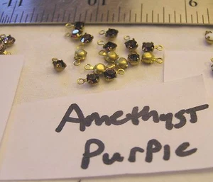 16 Vtg Brass Set 3mm 1 Loop Dangle Swarovski Rhinestone Jewelry settings Lot 600 - Picture 1 of 20