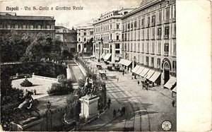 ITALIA Nápoles San Carlo y Royal Garden Gente Caballos Buggy Postal de Colección - Imagen 1 de 2