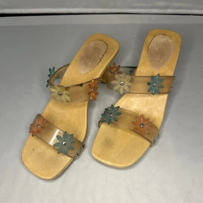 Chinese Laundry Unique Y2K Floral Wooden Heel Sandals — Womens Size 8 - Изображение 1 из 4