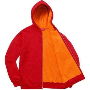 Supreme Contrast Zip Up hooded sweatshirt RED LARGE SS18 - Picture 1 of 4
