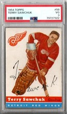 1954 TOPPS TERRY SAWCHUK #58 NHL HOF DETROIT RED WINGS PSA VG 3 *TOUGH CARD*