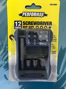 PERFORMAX 12 Piece Screw / Nut Drivers Bit Set w/case High Quality S2 Steel - Picture 1 of 6