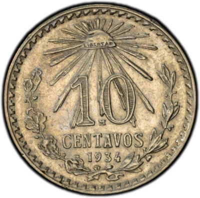 1934-M MEXICO 10 CENTAVOS PCGS AU58 (59888) - Image 1 of 2