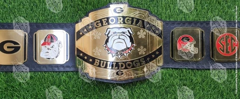 Georgia Bulldogs Back To Back National Championship Belt Adult Size 2mm Brass Cover