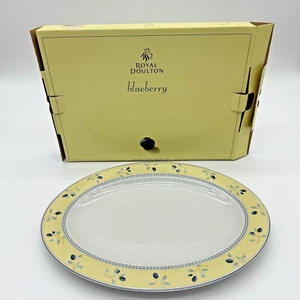 Royal Doulton Blueberry Oval Platter 1104309 Serving Plate Yellow Border NEW Box - Picture 1 of 22