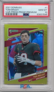2021 Donruss #1b Tom Brady Tampa Bay Buccaneers No Helmet PSA 10 - Picture 1 of 1