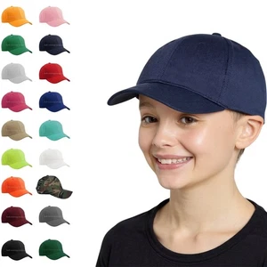Kids Baseball Cap Plain Blank Solid Toddler Hats Polo Style Visor Adjustable - Picture 1 of 19