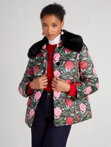 Kate Spade Rose Garden gefütterte Jacke, neu mit Etikett Größe S, Einzelhandel 398 $ - Bild 1 von 10