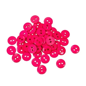 Favorite Findings Round Plastic Sewing Craft Buttons 2-Hole Bright Hot Pink 11mm - Picture 1 of 3