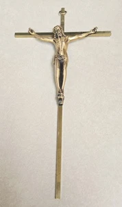 Vintage INRI Bronze/Messing 10,5" hoch Kruzifix Kreuz Jesus christliche Wohndeko - Bild 1 von 9