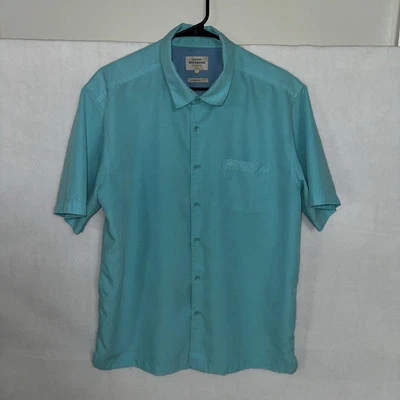 Quiksilver Waterman Button Up Shirt Men Large Blue Hawaiian Short Sleeve Coastal - Image 1 of 4