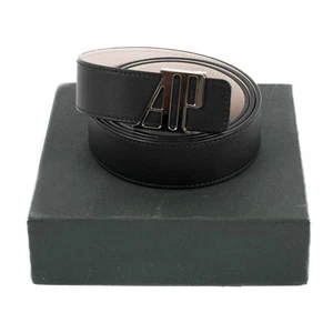 Cintura Audemars Piguet in pelle nera e fibbia argento con scatola - Foto 1 di 5