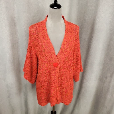 Suéter Coldwater Creek para mujer XL naranja melocotón moteado cárdigan con botones Foto 1 de 4