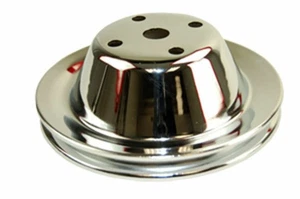 Single Groove Water Pump Pulley, Chrome Steel Smooth, Fits Chevy SBC 283-350 LWP - Bild 1 von 1