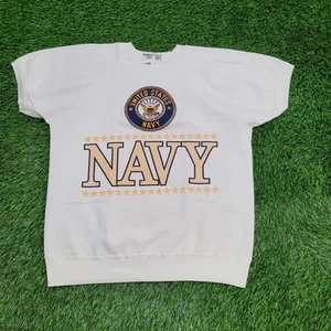 Vintage United-States Navy Sweatshirt Womens XL 22x24 White - Picture 1 of 13