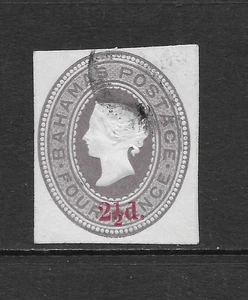 BAHAMAS CUT-ENVELOPE SQUARE USED 2.5p on 4p DULL VIOLET -  1860 - 1890? - Picture 1 of 2