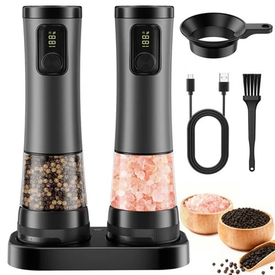 Electric Salt and Pepper Grinder Set - Rechargeable Salt Grinder with Led Pow... - Image 1 of 4