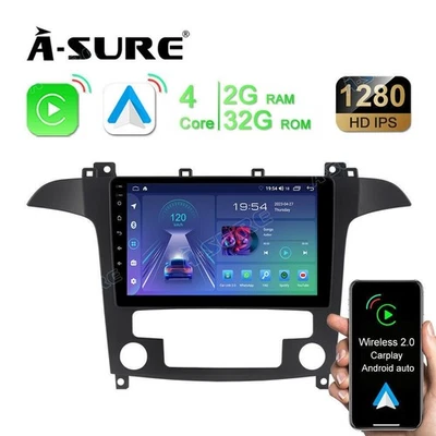 32GB Radio Carplay Android Autoradio Navi Für Ford S-Max Bj. 2006-2014 Auto A/C - Bild 1 von 4