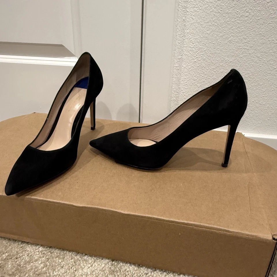 Stuart Weitzman Women's Black Suede Stiletto 8.5 4 Inch Heels Spain Made Shoes - Image 1 of 4