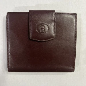 ETIENNE AIGNER Vintage 80s 90s Women’s Burgundy Leather Bi-fold Wallet, Change - Foto 1 di 6