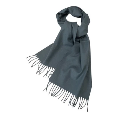 Vtg Amicale Superfine Wool Scarf – 100% Merino, Blue-Gray, Fringe Ends, Made in - Image 1 of 3