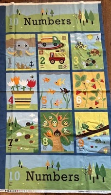 Ten Little Things Jenn Ski Moda Fabric Numbers Animals Trucks Plants 24 x 44” - Image 1 of 4