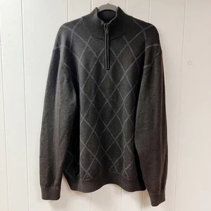 Y2k Vintage Casual BROOKS BROTHERS Argyle Italian Merino Wool Sweater XL Brown - Picture 1 of 8