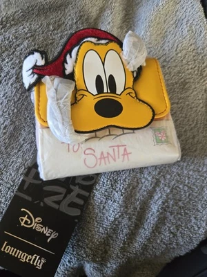 Cartera Loungefly Disney Pluto Santa Letra Vacaciones Navidad Solapa NUEVA Foto 1 de 3