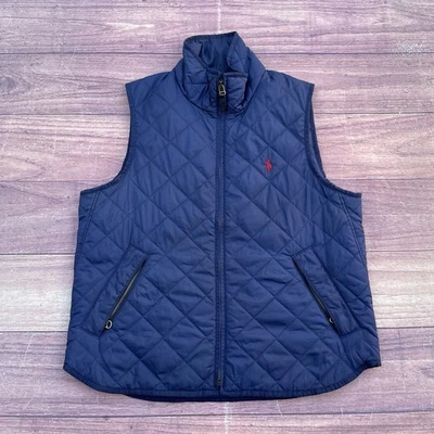 Vintage Polo Ralph Lauren Vest Womens Size Large Blue Quilted Mock Neck Jacket - Image 1 of 4