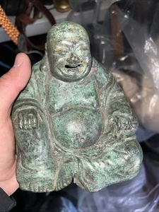 Vintage lächelnder Buddha Statue Figur Bronze - Bild 1 von 3