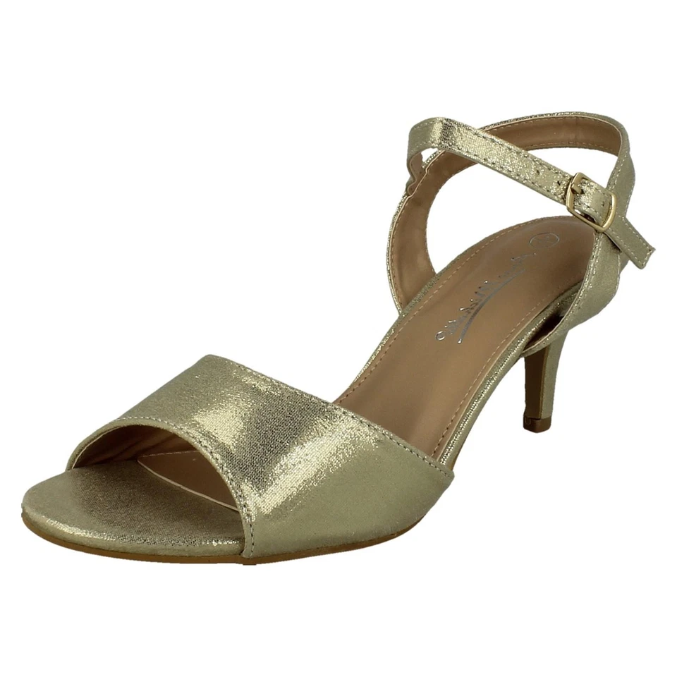 Mujer Anne Michelle Corte Ancho Punta Abierta Hebilla Sandalias Tacón Medio ' - Imagen 1 de 1