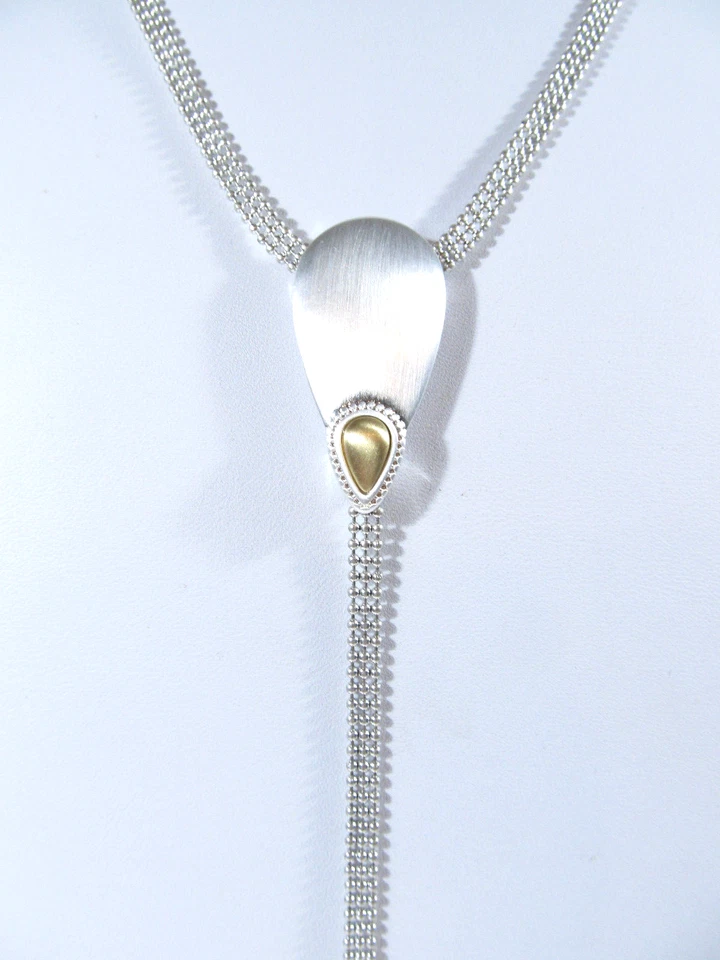 Lucky BRAND Silver Tone Imitation Turquoise Lariat Necklace Lj4