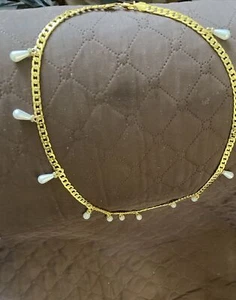 Perlenkette Tropfen lange Kette 2-3 mm vergoldet - Bild 1 von 2