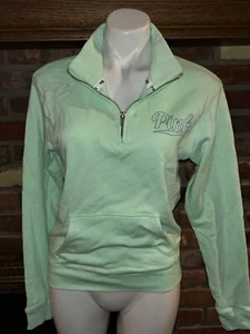 Victoria’s Secret Pink Long Sleeve Green 1/4 Zip Sweatshirt Size XS - Picture 1 of 5