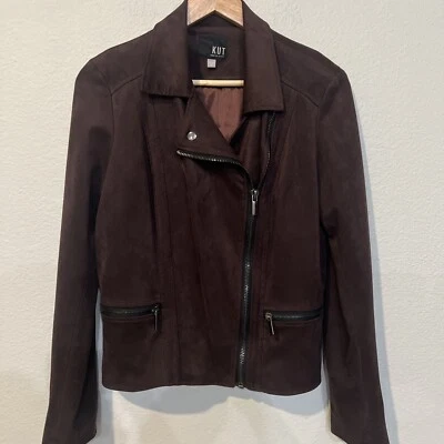 Kut From The Kloth MAROON Milana Imitación Gamuza Moto Cremallera ClassyLadies TALLA MEDIANA Foto 1 de 4