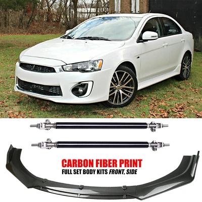 Front Bumper Lip Splitter Spoiler Kit Carbon Fiber For Mitsubishi Lancer P - Image 1 of 4
