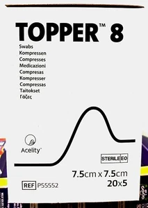 Sterile Gauze Swabs 7.5cm x 7.5cm by Topper 8 - Top Brand. X 5 sterile pouch - Picture 1 of 6