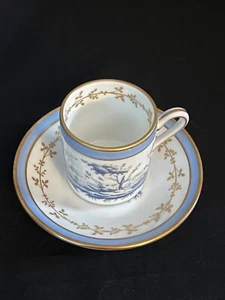 Richard Ginori Pittoria Pastorale mit Gold Demitasse Tasse & Untertasse Set Italien - Bild 1 von 5