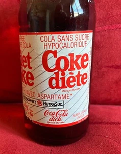 Coca Cola 1970s Sugar Free Diet Coke NutraSweet French-Canadian Bottle Full - Picture 1 of 11