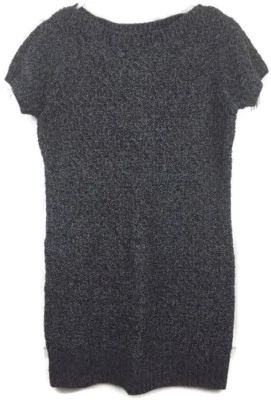 Vestido Suéter ANA Túnica Manga Gorra Negro Gris Guijarro Cuello Barco SIN Cinturón Talla S Foto 1 de 4