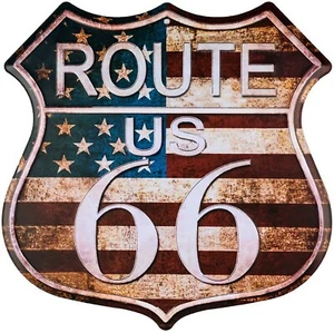 Route 66 Flag Iron On Transfer For T-Shirt + Other Light & Dark Fabrics #2 - Picture 1 of 4