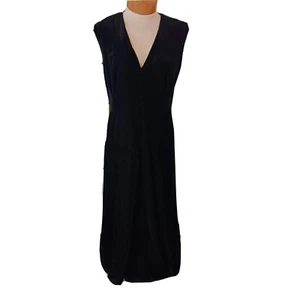 Vestido midi para mujer talla 8 Anne Klein negro terciopelo rayas texturizado formal - Imagen 1 de 9